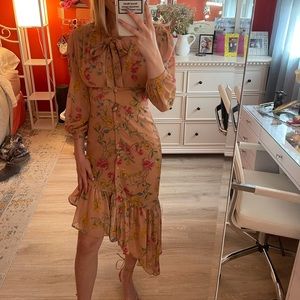 Song of style nude floral midi dress